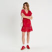 Robe évasée taille smockée rouge femme