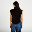 Pull droit sans manches col montant noir femme