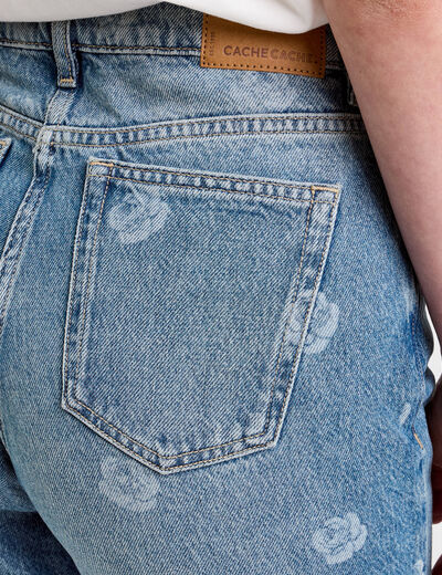 Pantalon wide leg en jean coton denim double stone femme