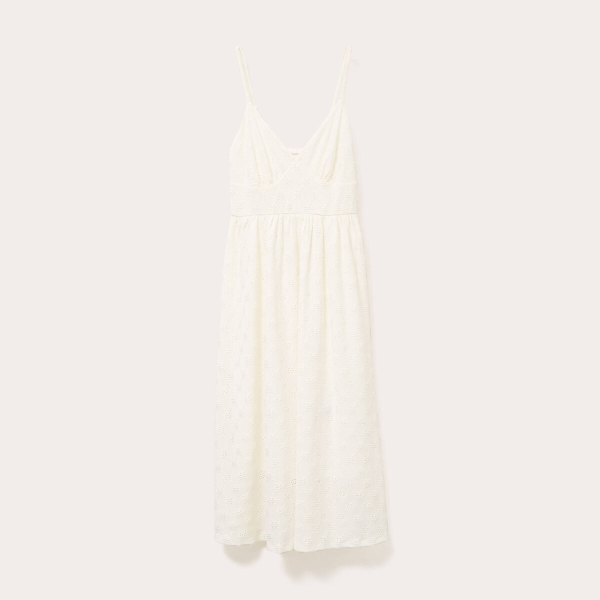 Robe longue évasée ajourée ecru femme