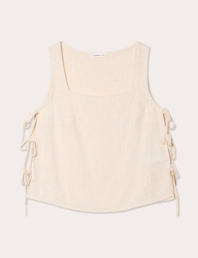 Débardeur noeuds côtés beige femme