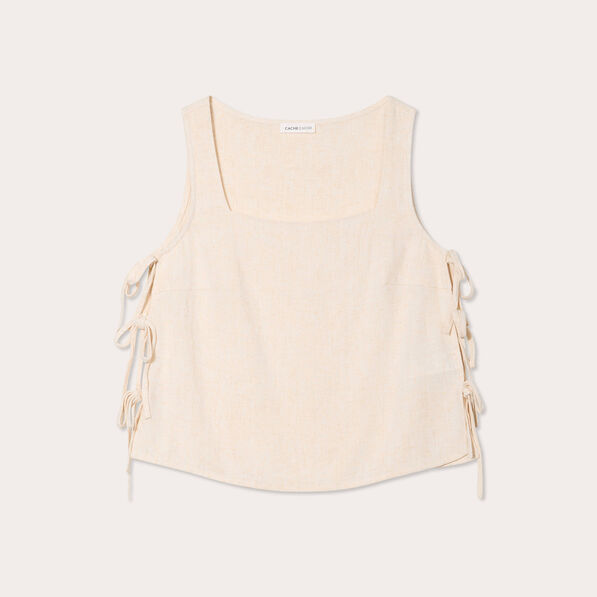 Débardeur noeuds côtés beige femme
