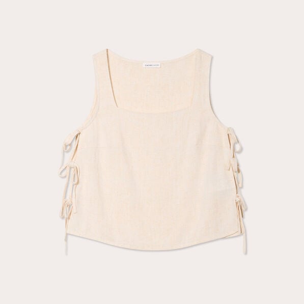 debardeur noeuds cotes beige femme Débardeur noeuds côtés beige femme