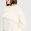 Pull avec franges ecru femme