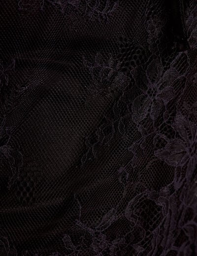 Blouse manches longues en dentelle noir femme