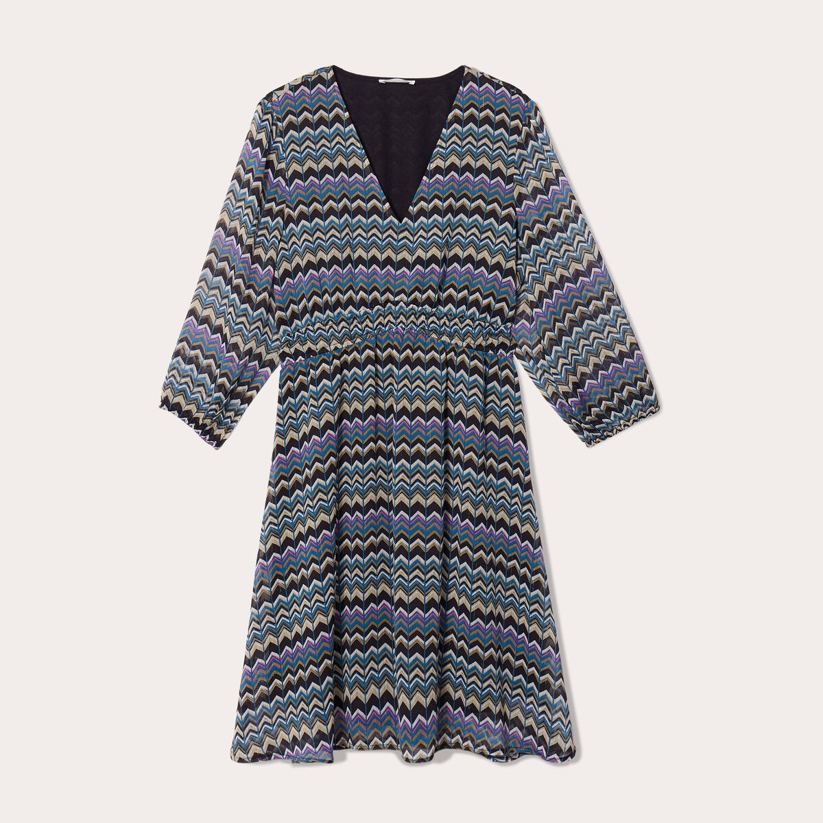Robe &eacute;vas&eacute;e manches 3/4 noir femme