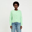 Gilet ajour&eacute; manches longues vert pastel femme