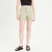 Short regular boutonné en jean vert pastel femme