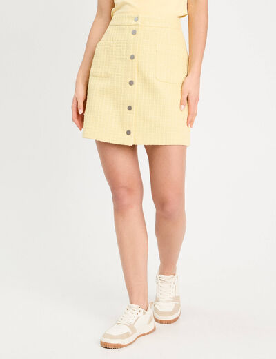 Jupe trapèze tweed jaune clair femme