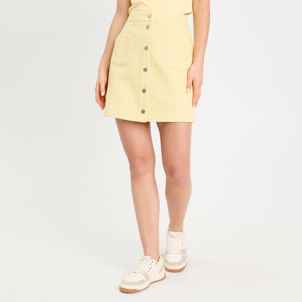 jupe trapeze tweed jaune clair femme Jupe trapèze tweed jaune clair femme