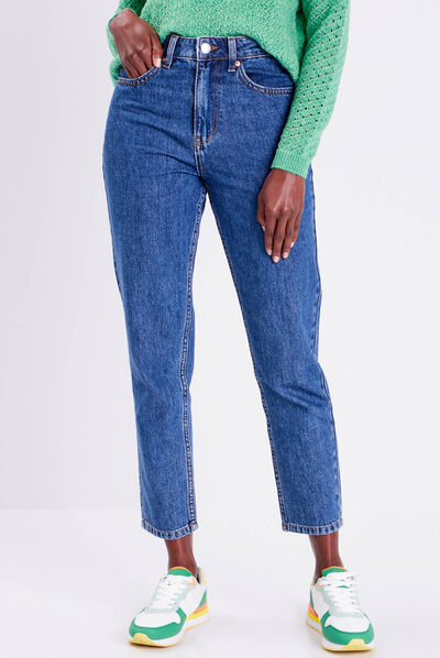 Jeans mom taille haute denim stone femme