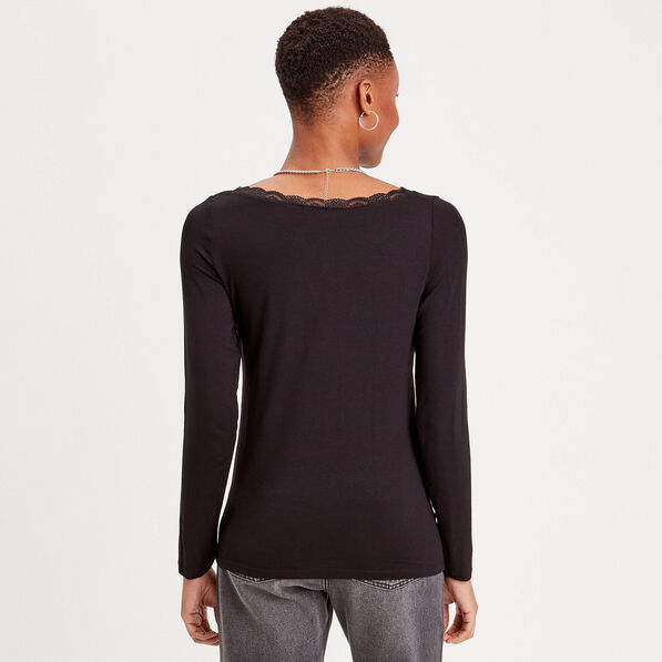 t shirt manches longues noir femme T-shirt manches longues noir femme
