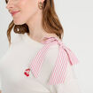 Pull avec noeud épaule ecru femme