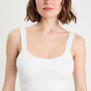 Débardeur cropped bretelles blanc femme