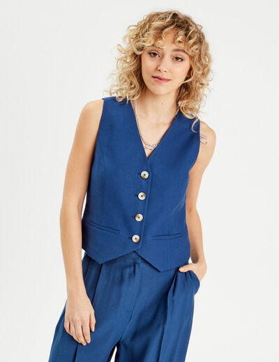 Veston sans manches bleu marine femme