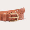Ceinture perforée et cloutée camel femme