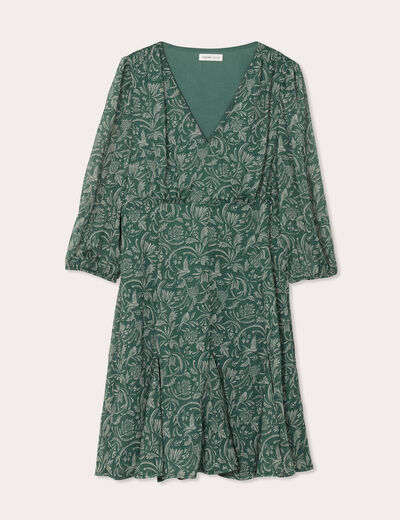 Robe patineuse manches 3/4 vert femme