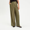 Pantalon large avec pinces vert kaki femme