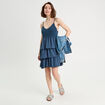 Robe évasée bretelles bleu gris femme