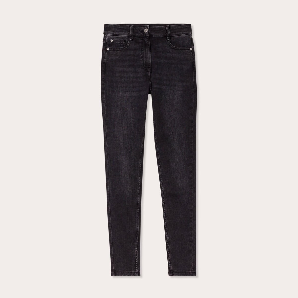 Jeans skinny taille haute denim noir femme