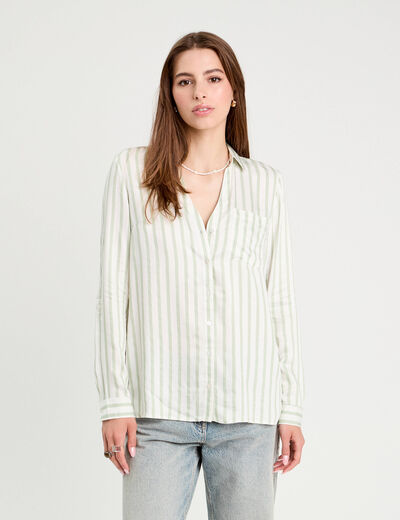 Chemise manches longues vert kaki femme