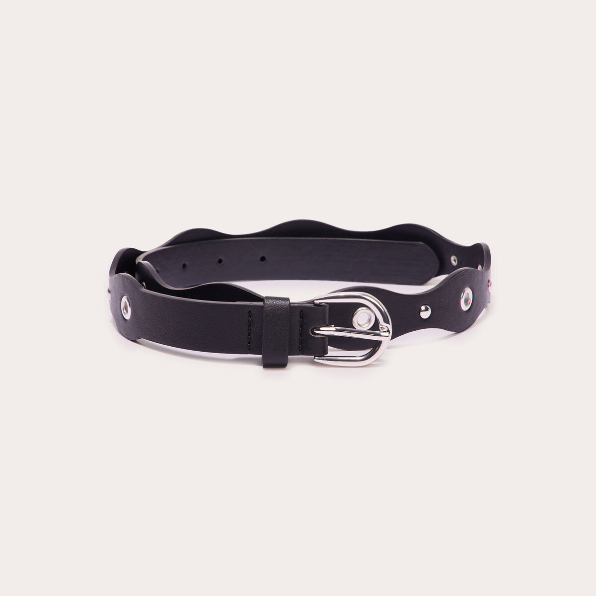 Ceinture oeillets et clous noir femme