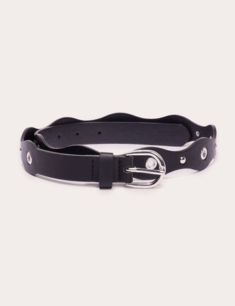 Ceinture oeillets et clous noir femme