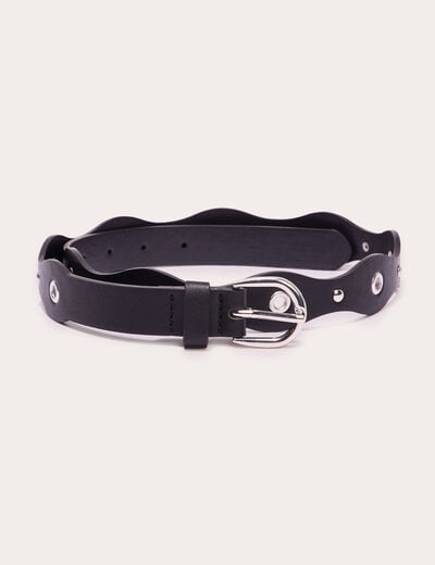 Ceinture oeillets et clous noir femme