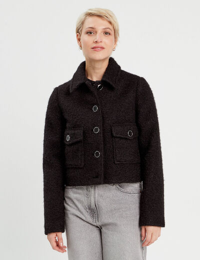 Veste droite boutonnée noir femme