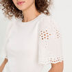Pull manches broderie anglaise blanc femme