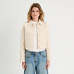 Veste boutonnée tweed beige femme