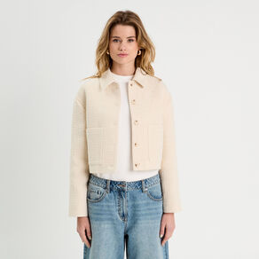 veste boutonnee tweed beige femme Veste boutonnée tweed beige femme