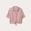 Chemise manches courtes nouée rose femme