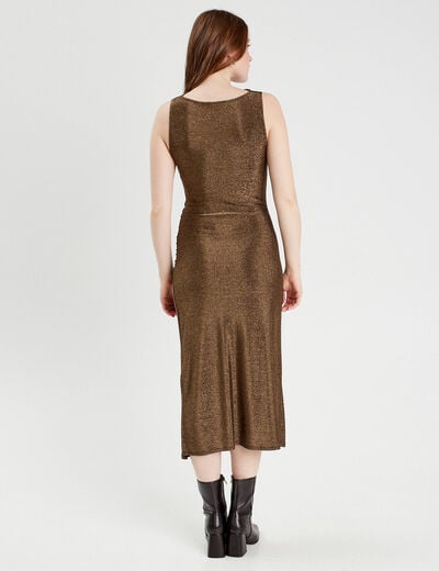 Robe longue ajustée couleur or femme