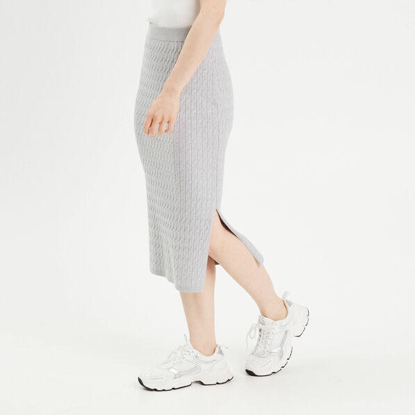 jupe midi tricot crayon gris clair femme Jupe midi tricot crayon gris clair femme