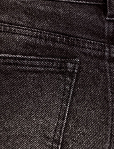 Short en jean avec broderie denim noir femme