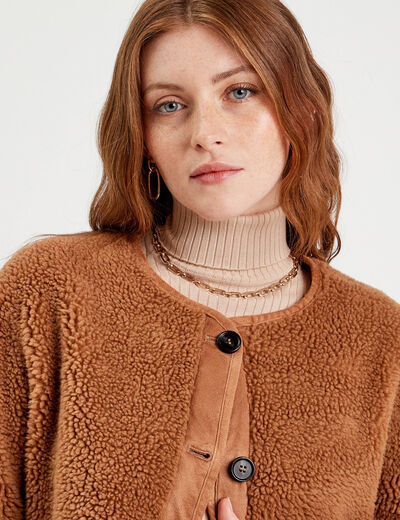 Veste effet polaire beige femme