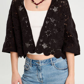 gilet aspect crochet noir femme Gilet aspect crochet noir femme