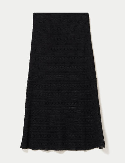 Jupe longue droite en dentelle noir femme