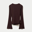 T-shirt ajust&eacute; col rond manches longues marron fonc&eacute; femme