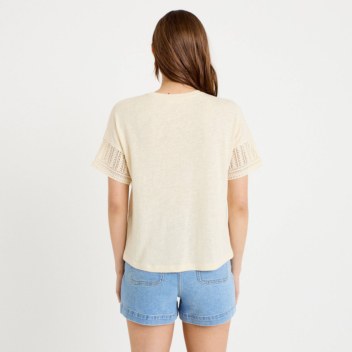 T-shirt manches courtes ecru femme