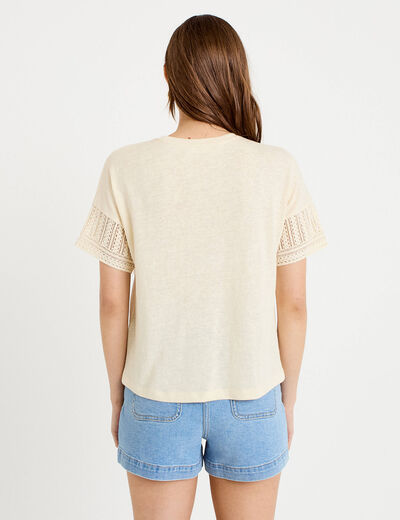T-shirt manches courtes ecru femme