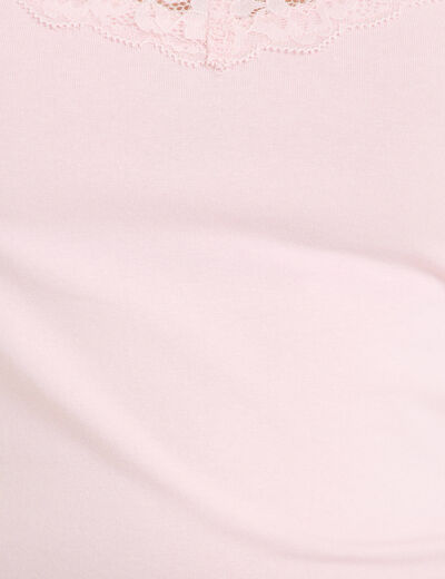 D&eacute;bardeur ajust&eacute; d&eacute;collet&eacute; dentelle rose clair femme
