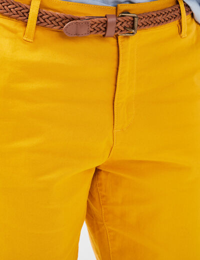 Pantalon chino 7/8ème jaune femme
