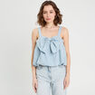 Débardeur effet boule et noeud bleu clair femme