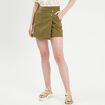 Jupe-short droite en jean vert kaki femme