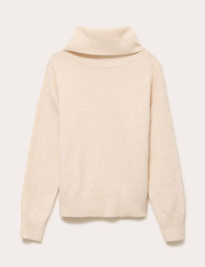 Pull avec col roul&eacute; ecru femme