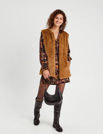Robe droite ceinturée noir femme