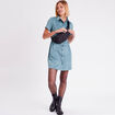 Robe droite boutonnée suédine vert foncé femme