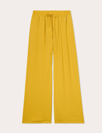 Pantalon large fluide jaune citron femme